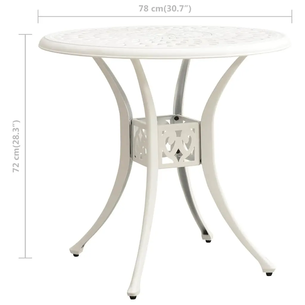 Garden Table Outdoor Dining 78cm White Cast Aluminium