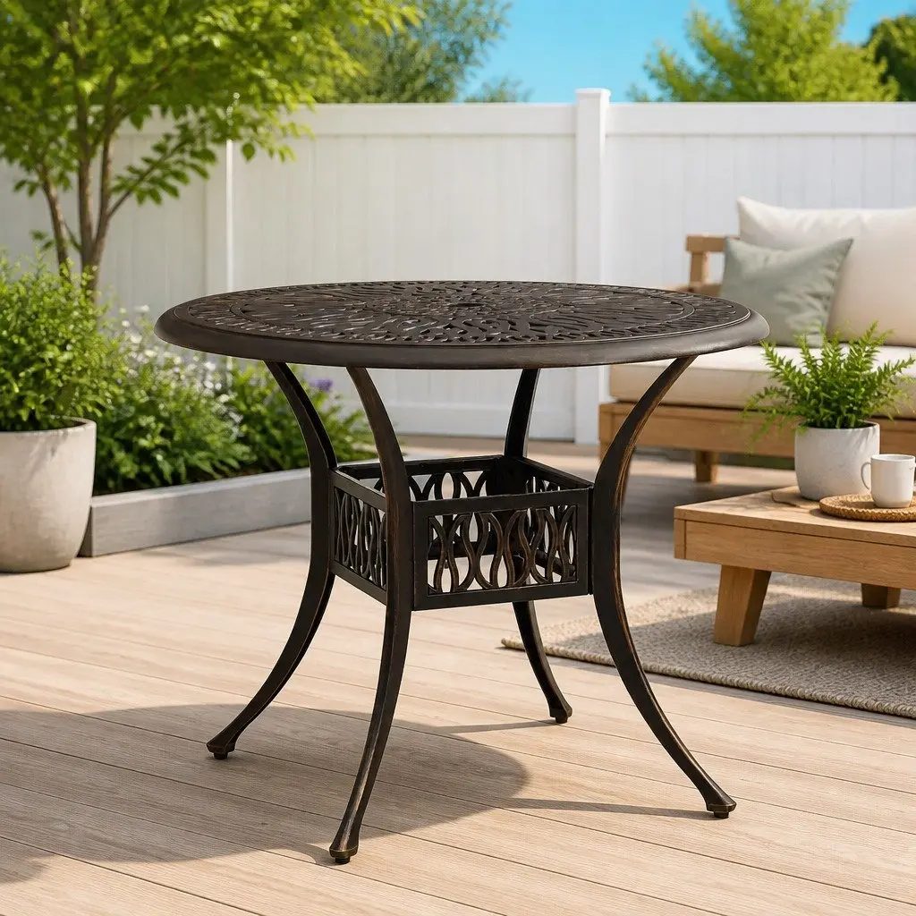 Brown Cast Aluminium Table for Outdoor Use