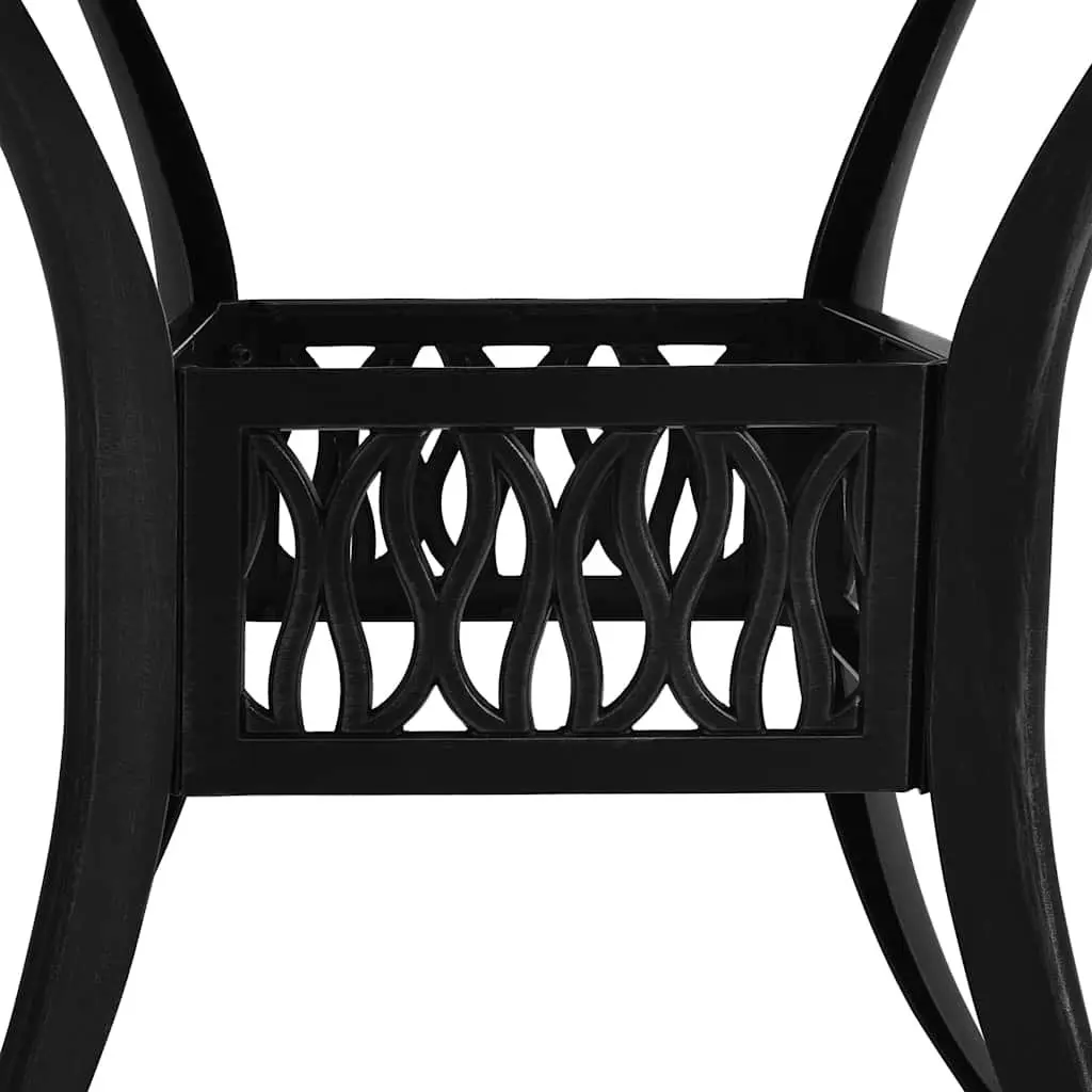 Outdoor Garden Table Black Square Cast Aluminium Umbrella Hole 90 x 90 x 74 cm