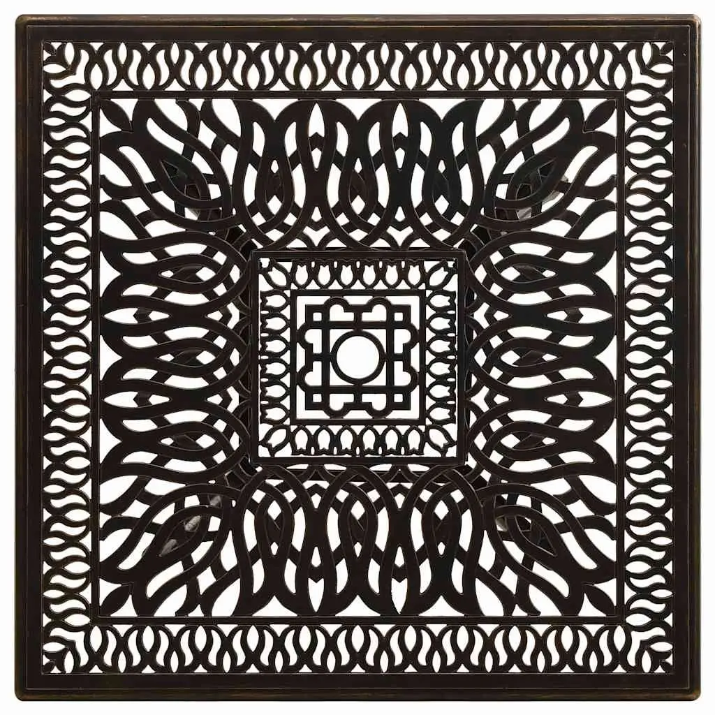 Garden Table Outdoor Furniture Cast Aluminium Brown Patio Tea Table with