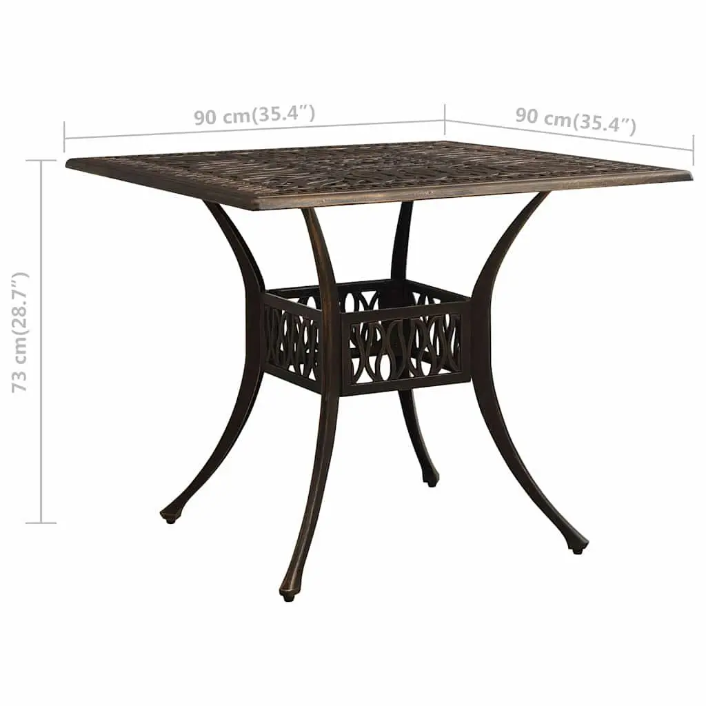 Garden Table Outdoor Furniture Cast Aluminium Brown Patio Tea Table with