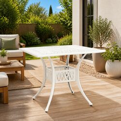 Reliable White Outdoor Garden Table 90x90x73cm for Your Patio