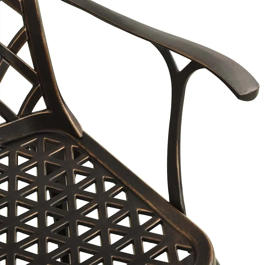 3 Piece Bistro Set Outdoor Furniture Brown Cast Aluminium Patio Table
