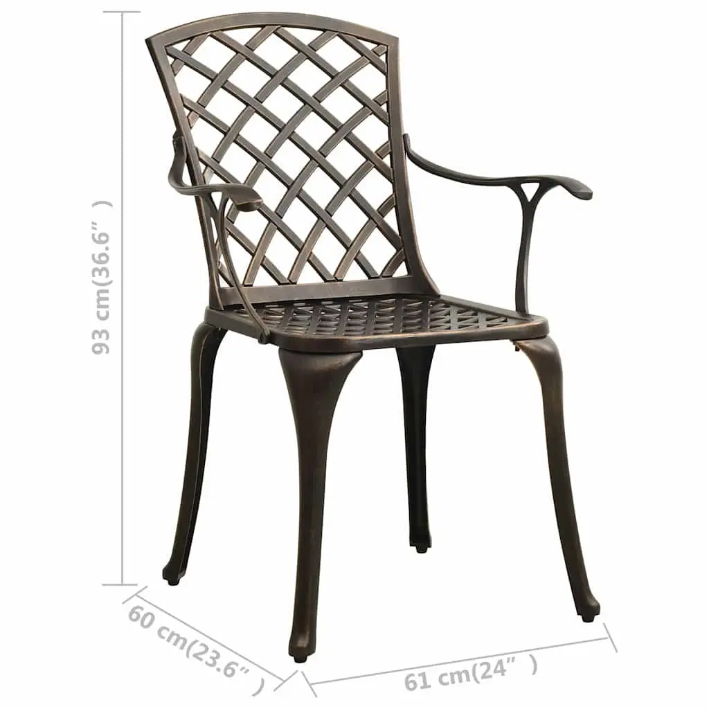 3 Piece Bistro Set Outdoor Furniture Brown Cast Aluminium Patio Table