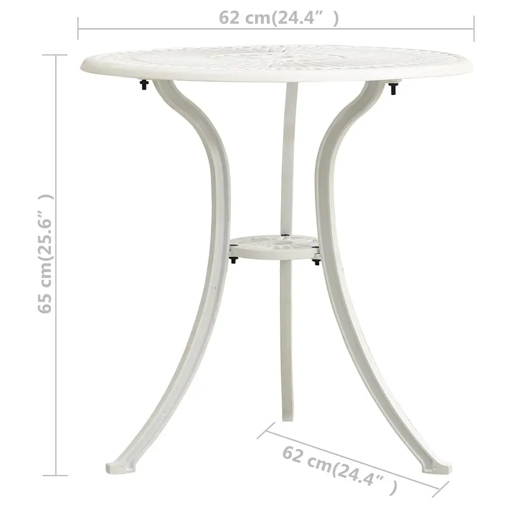 3 Piece Bistro Set Cast Aluminium Outdoor Garden Furniture White Patio Chairs