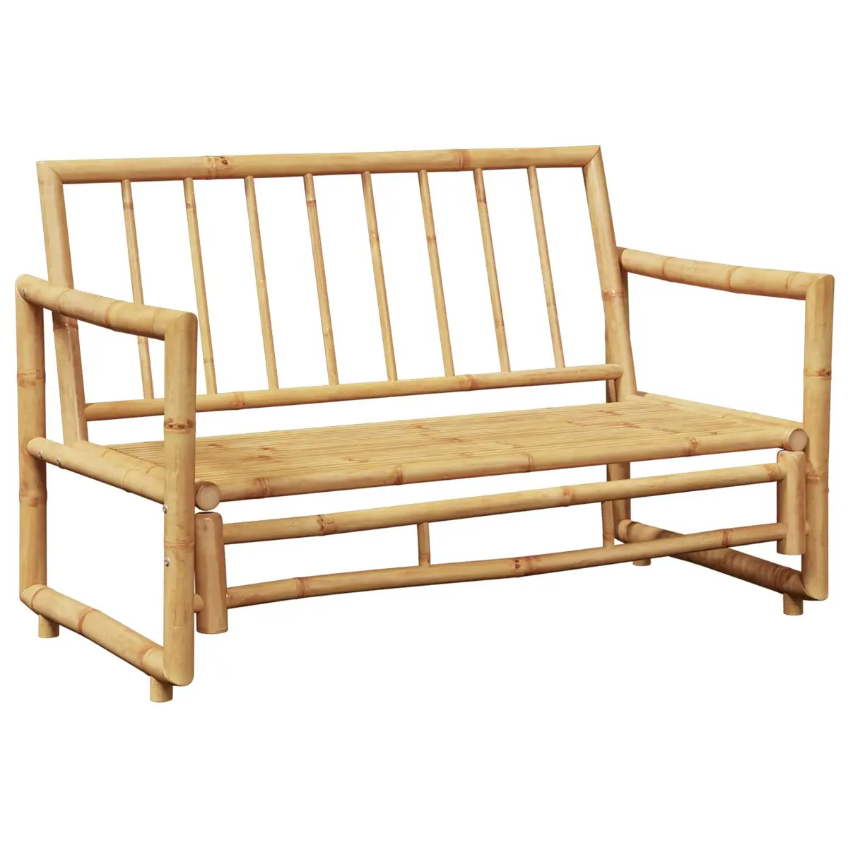 Garden Bench Outdoor Seating 115 cm Bamboo Grey Padded Cushions Slatted