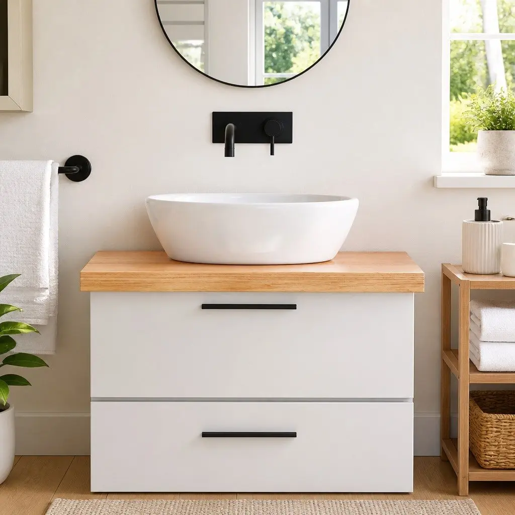 Bathroom Countertop Solid Wood 80x50x6 cm Brown Vanity Worktop