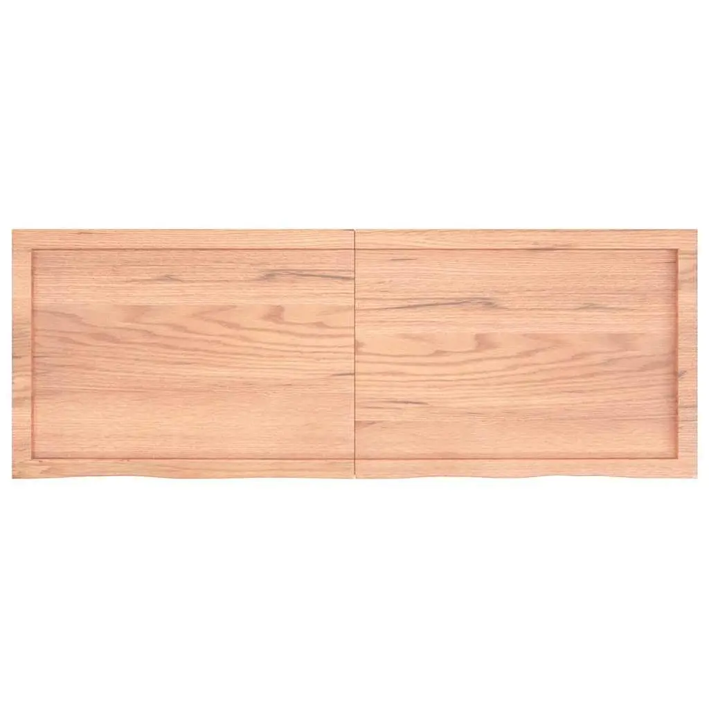 Solid Oak Wood Bathroom Countertop 140x50x4cm Varnished Live Edge Brown Vanity Top