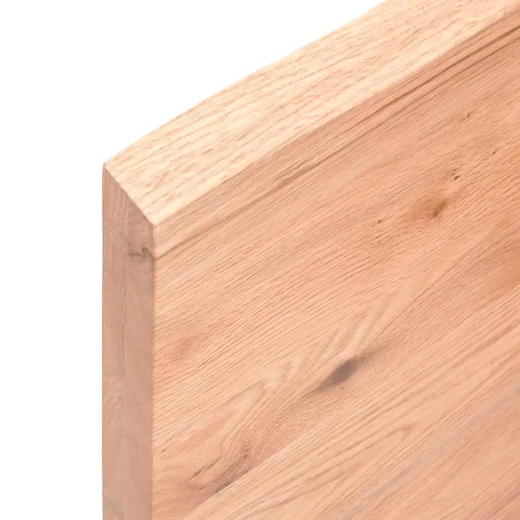 Solid Oak Wood Bathroom Countertop 140x50x4cm Varnished Live Edge Brown Vanity Top