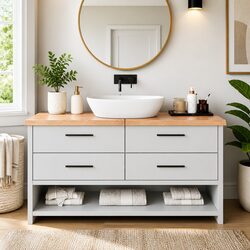 Bathroom Countertop Solid Oak Wood Brown 160x60x4 cm Treated Worktop Vanity