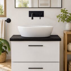 Bathroom Countertop Solid Wood Dark Brown Treated Handmade Vanity Top Worktop
