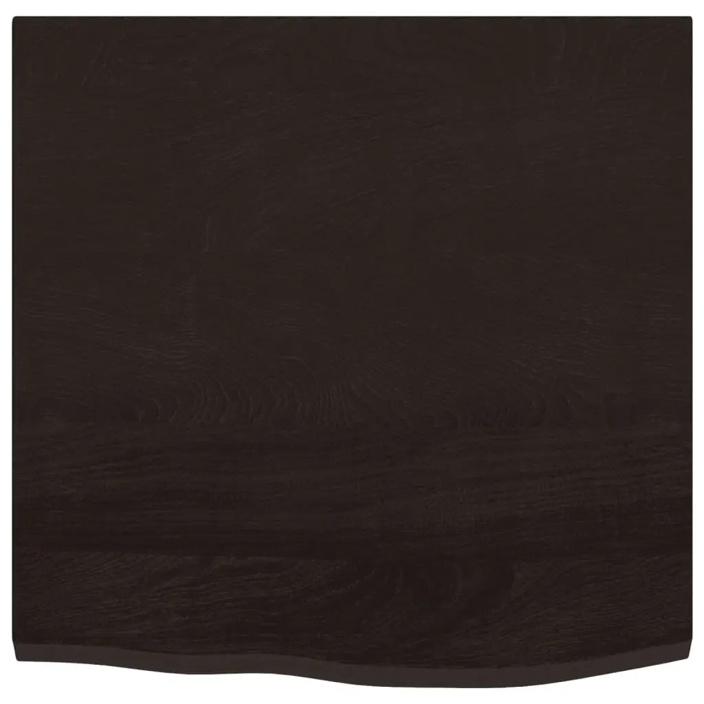 Bathroom Countertop Solid Oak Wood Dark Brown Handmade Live Edge 60x60 cm