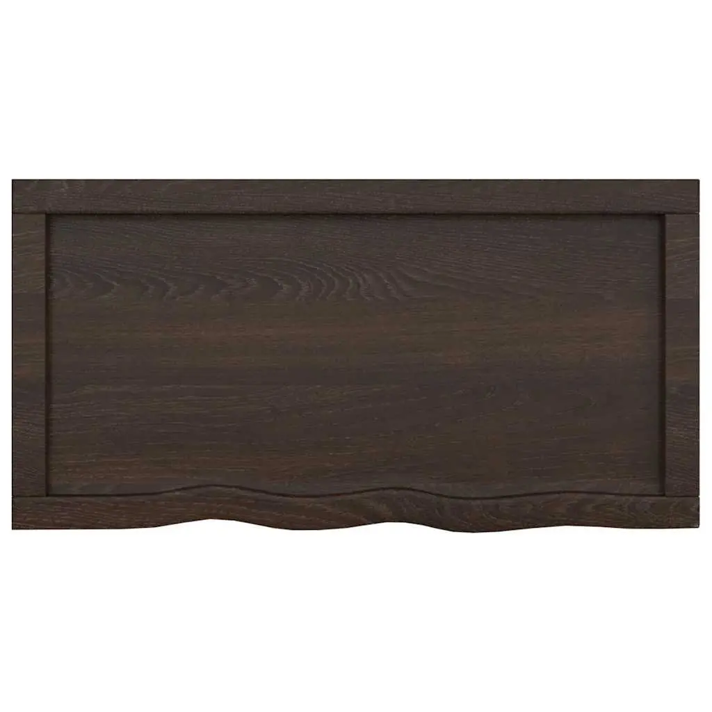 Solid Oak Bathroom Countertop Vanity Top 80x40cm Dark Brown Handcrafted Live Edge