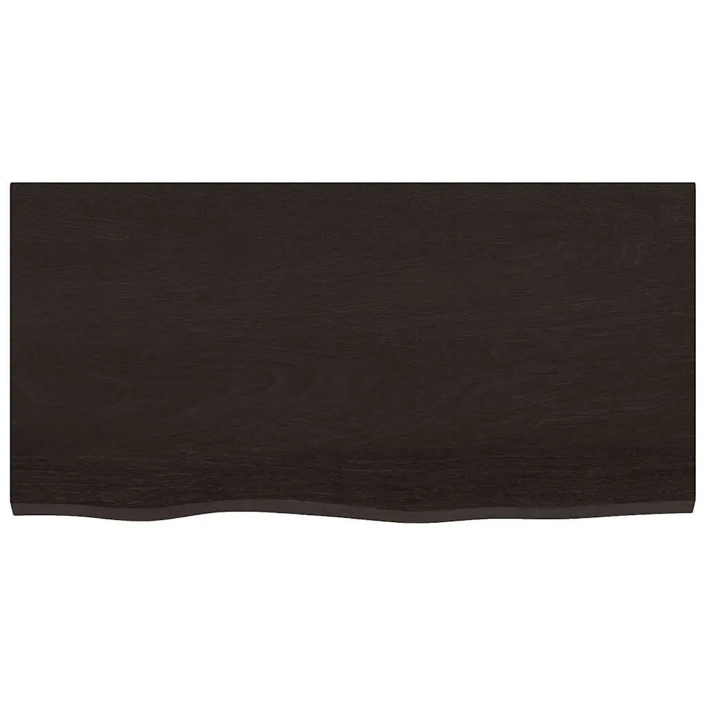 Solid Oak Bathroom Countertop Vanity Top 80x40cm Dark Brown Handcrafted Live Edge