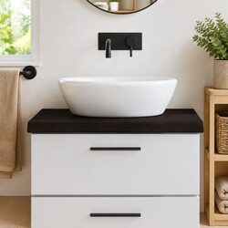 Bathroom Countertop Solid Oak Wood Dark Brown Treated Vanity Top 80x50cm