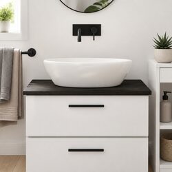 Bathroom Countertop Solid Oak Wood Dark Brown Treated Vanity Top 80x60cm