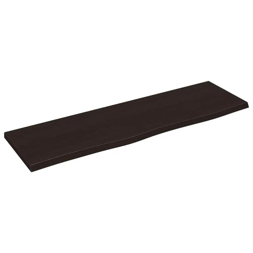 Bathroom Countertop Solid Oak Wood Live Edge 100 x 30 x 2 cm Dark Brown Treated Surface