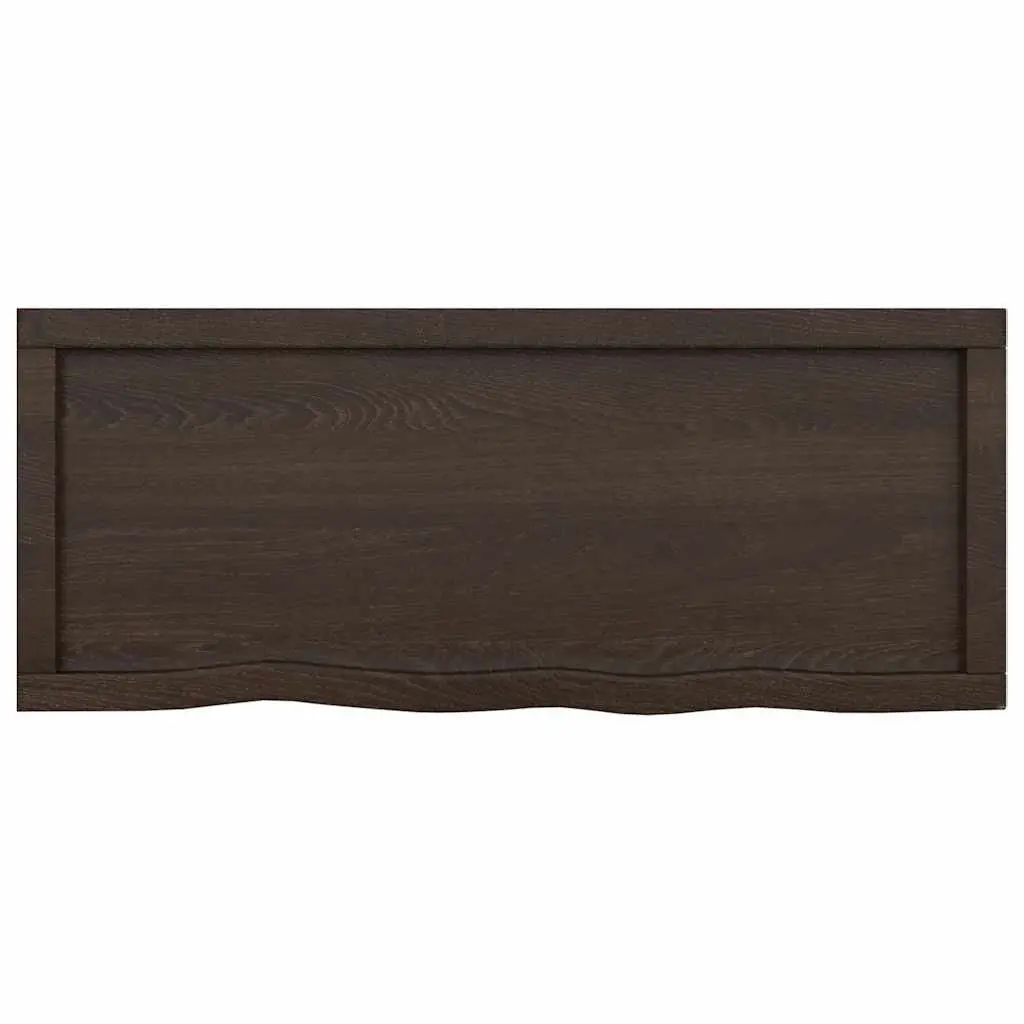 Bathroom Countertop Solid Oak Wood Dark Brown Treated Vanity Top 100 x 40 x 6 cm Handmade Live Edge