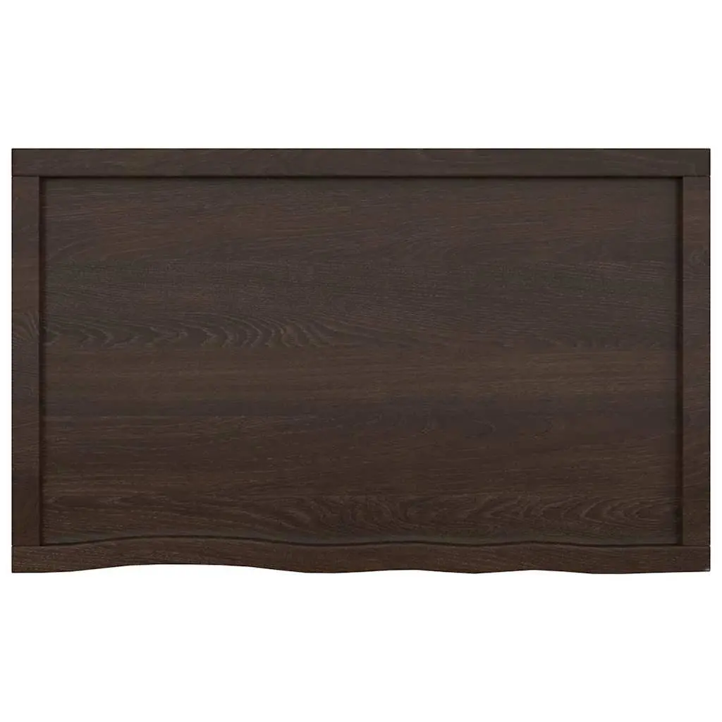 Bathroom Countertop Solid Oak Wood Vanity Top 100 x 60 x 6 cm Dark Brown Handmade Live Edge