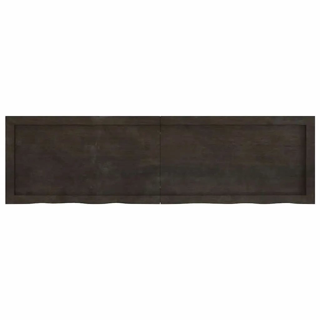 Bathroom Countertop Vanity Top 140x40cm Dark Brown Solid Oak Wood Handmade Live Edge