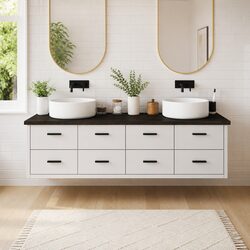 Warm and Reliable Dark Brown Solid Wood Bathroom Countertop