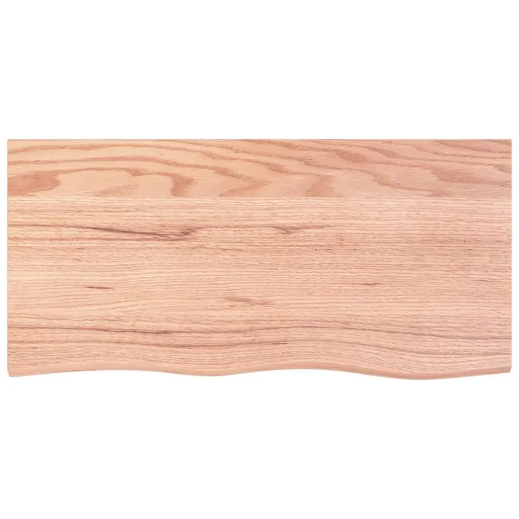 Solid Oak Wood Table Top Brown 100x50x4 cm Treated Surface Live Edge DIY