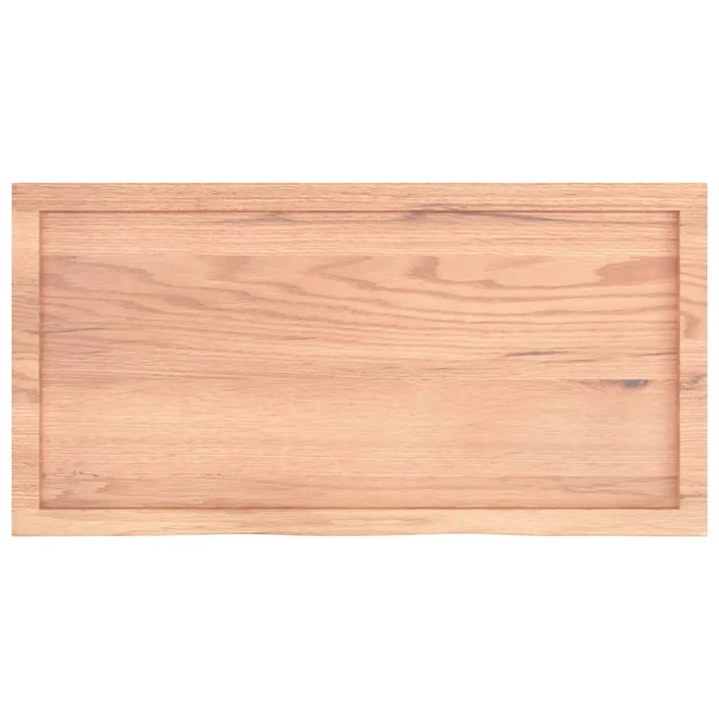 Solid Oak Wood Table Top Brown 100x50x4 cm Treated Surface Live Edge DIY