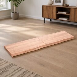 Durable Solid Oak Wood Table Top 180x50x6 cm - Warm Brown