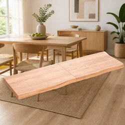 Solid Oak Wood Table Top Brown 180x60 cm Folding Replacement Board Live Edge