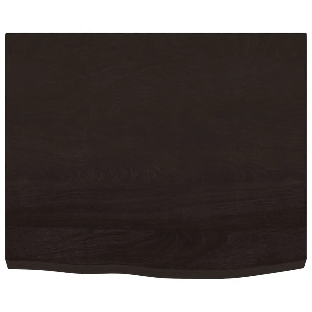 Table Top Solid Oak Wood Handmade Live Edge 60x50x4cm Dark Brown