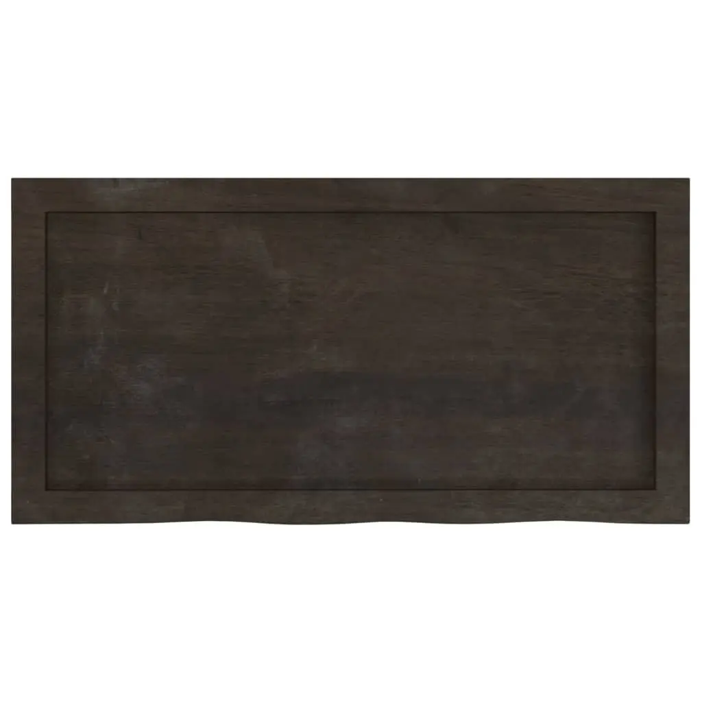 Wooden Table Top Solid Oak 80x40x4 cm Dark Brown Handmade Live Edge
