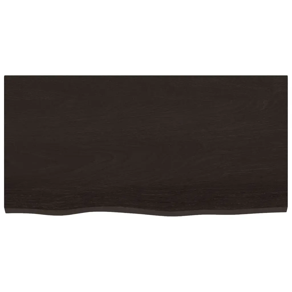 Wooden Table Top Solid Oak 80x40x4 cm Dark Brown Handmade Live Edge