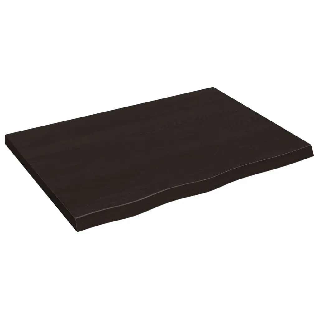 Wooden Table Top Dark Brown Solid Oak 80x60x4 cm