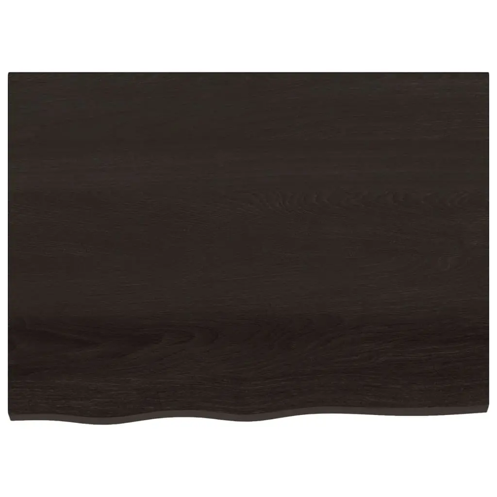 Dark Brown Solid Oak Table Top 80x60x6 cm