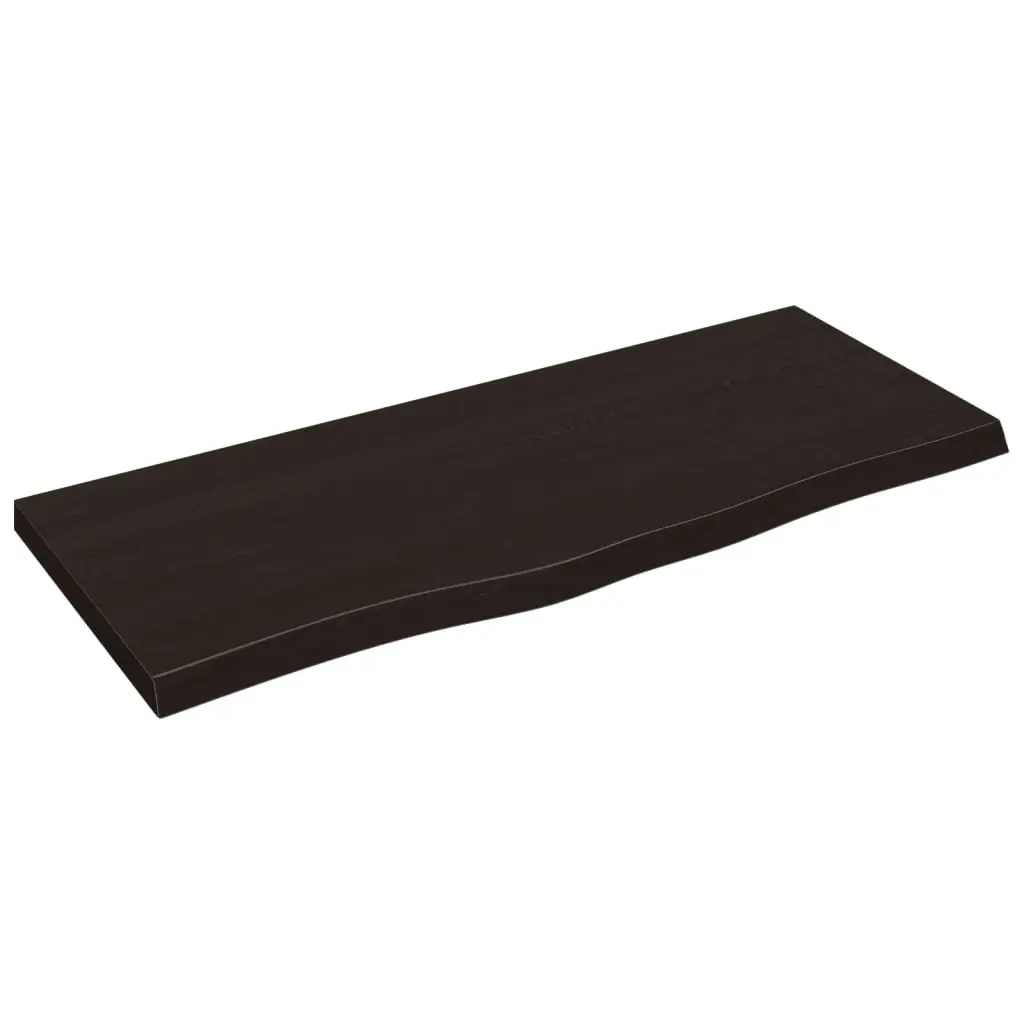 Solid Oak Wood Table Top Dark Brown 100x40cm Treated Handcrafted Live Edge