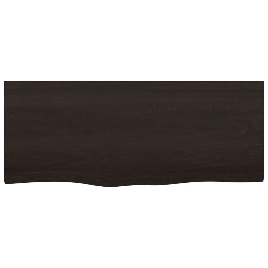 Solid Oak Wood Table Top Dark Brown 100x40cm Treated Handcrafted Live Edge