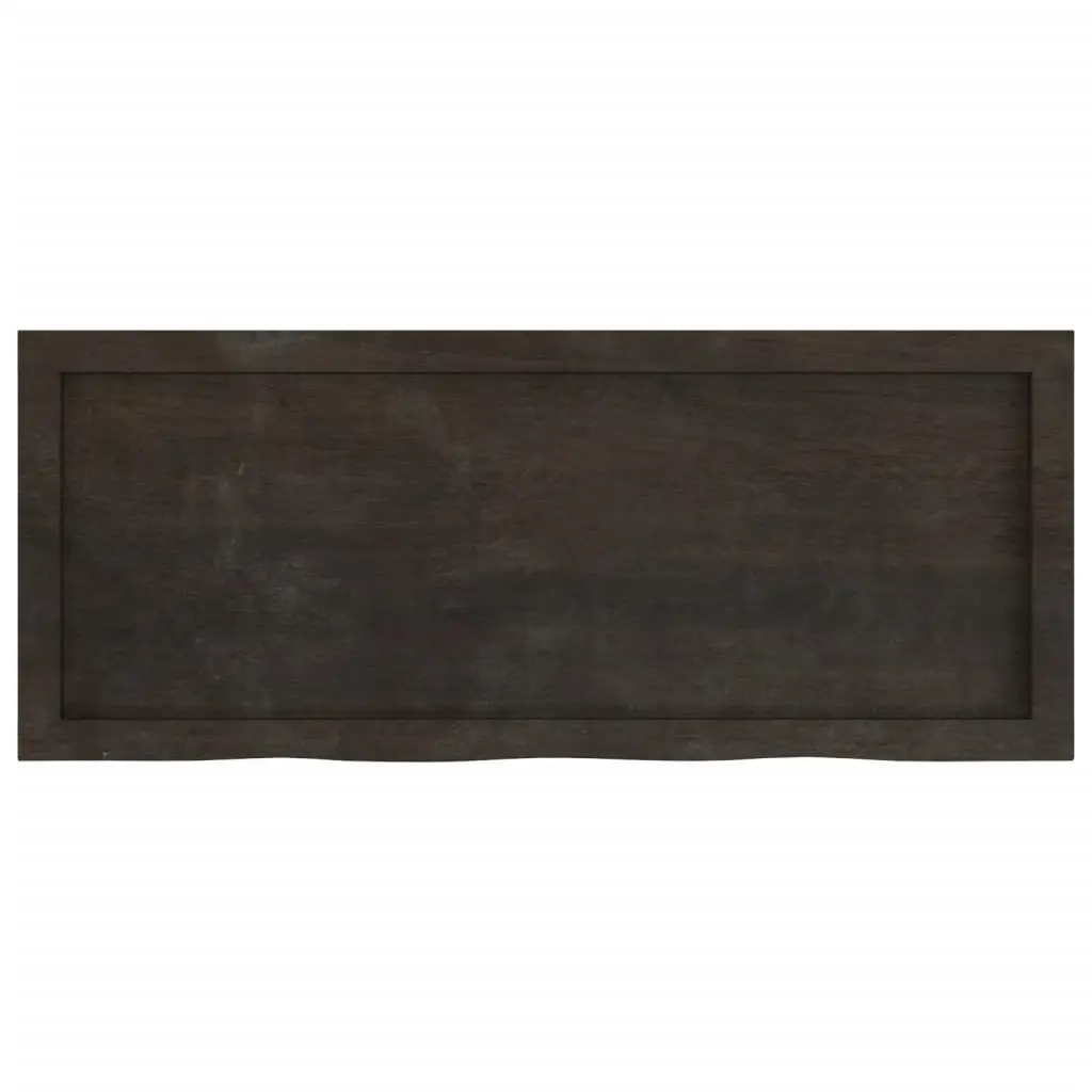 Solid Oak Wood Table Top Dark Brown 100x40cm Treated Handcrafted Live Edge