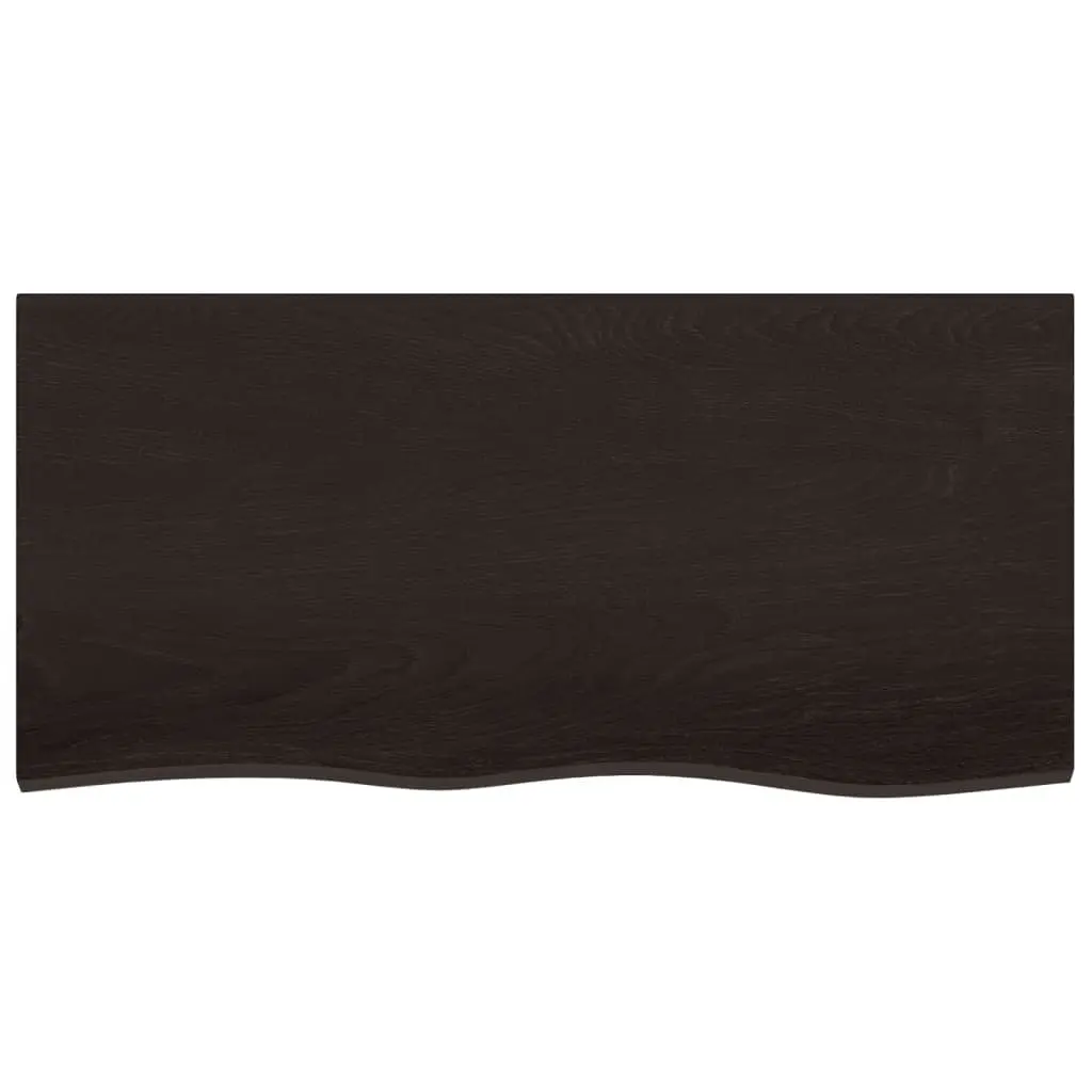 Table Top Solid Oak Wood Dark Brown 100x50x2cm Treated Replacement Board DIY