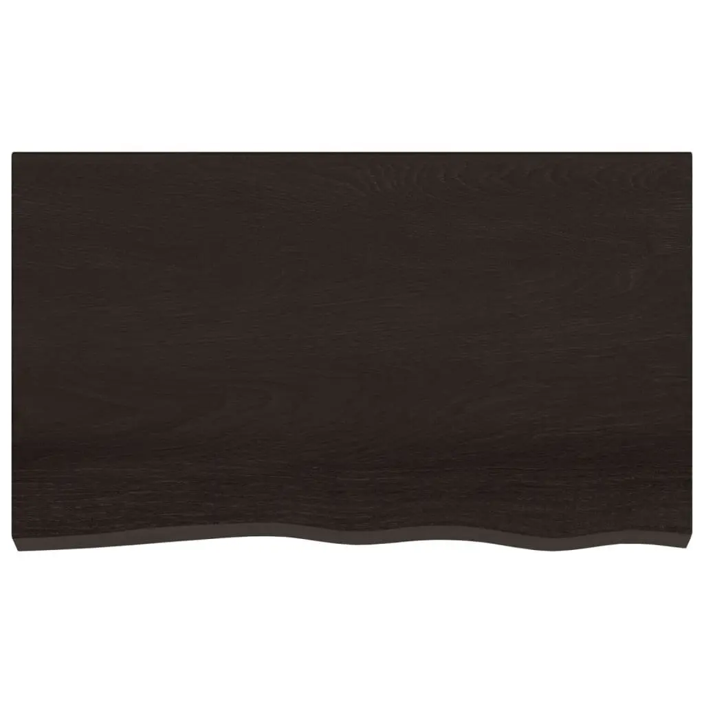 Table Top Dark Brown Solid Oak Wood 100x60x4 cm Treated Live Edge Replacement