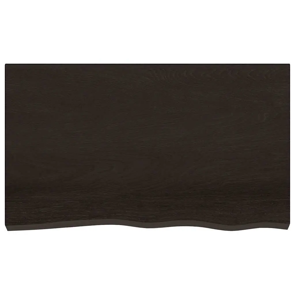 Wooden Table Top 100x60x6cm Dark Brown Treated Solid Oak Handmade Live Edge