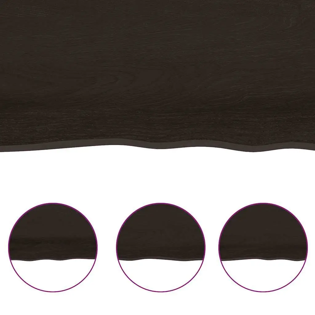 Wooden Table Top 100x60x6cm Dark Brown Treated Solid Oak Handmade Live Edge