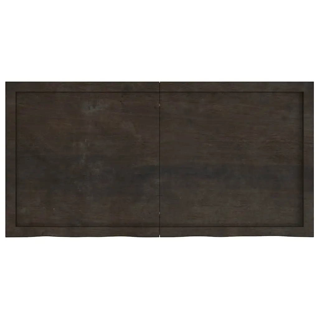 Solid Oak Wood Table Top Folding 120x60cm Dark Brown Live Edge
