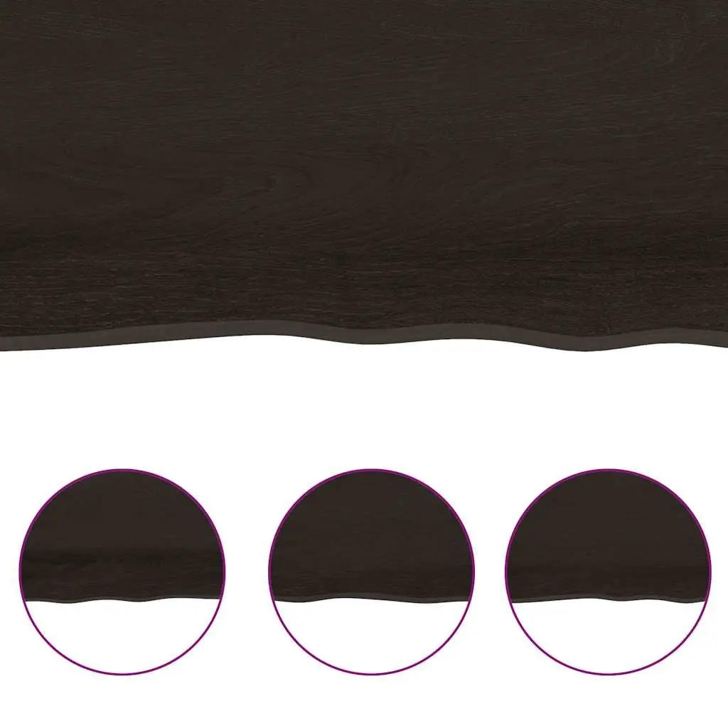 Solid Oak Wood Table Top Folding 120x60cm Dark Brown Live Edge