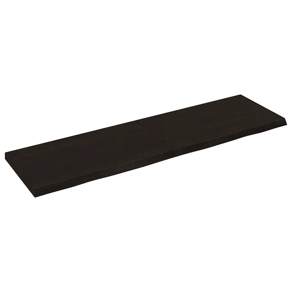 Solid Oak Wood Table Top 140x40cm Dark Brown