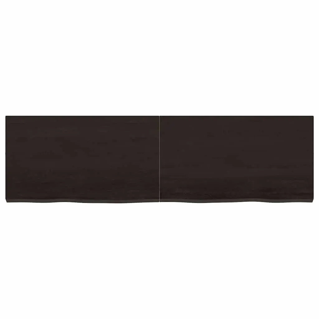 Solid Oak Wood Table Top 140x40cm Dark Brown