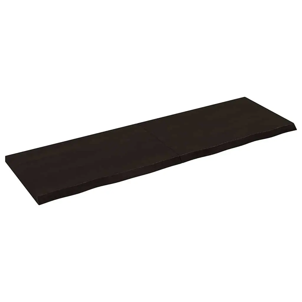 Handmade Live Edge Tabletop Dark Brown Solid Oak Wood 160x50x4cm Pre-Treated