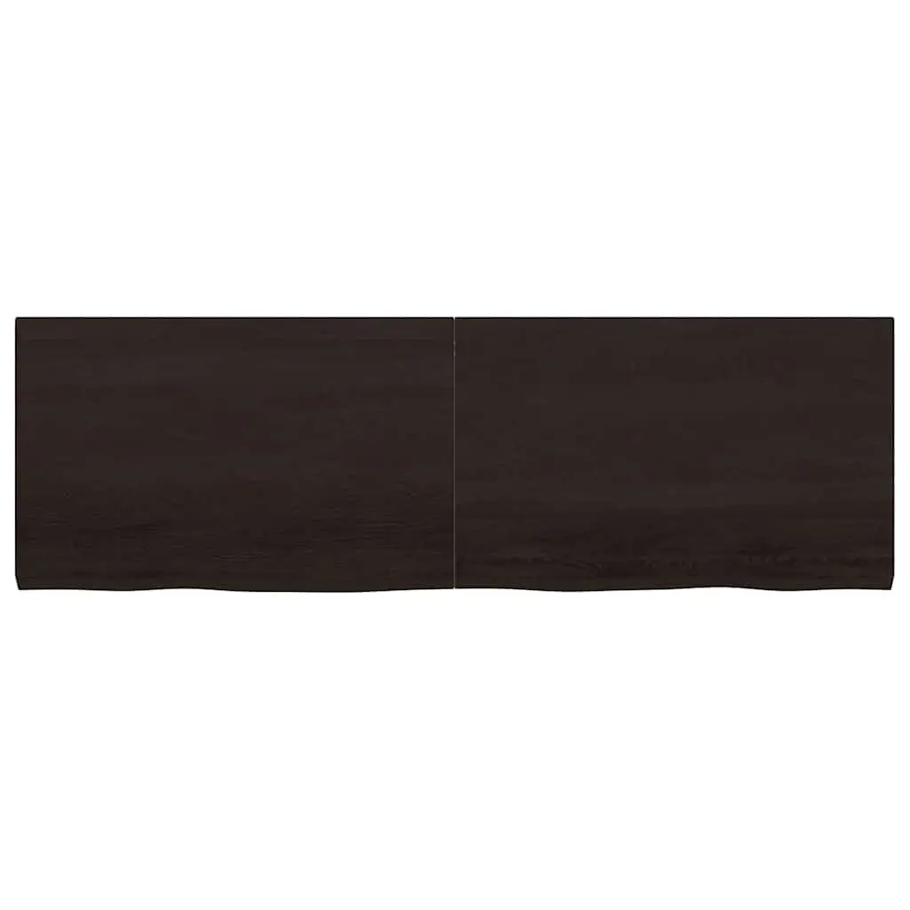 Handmade Live Edge Tabletop Dark Brown Solid Oak Wood 160x50x4cm Pre-Treated