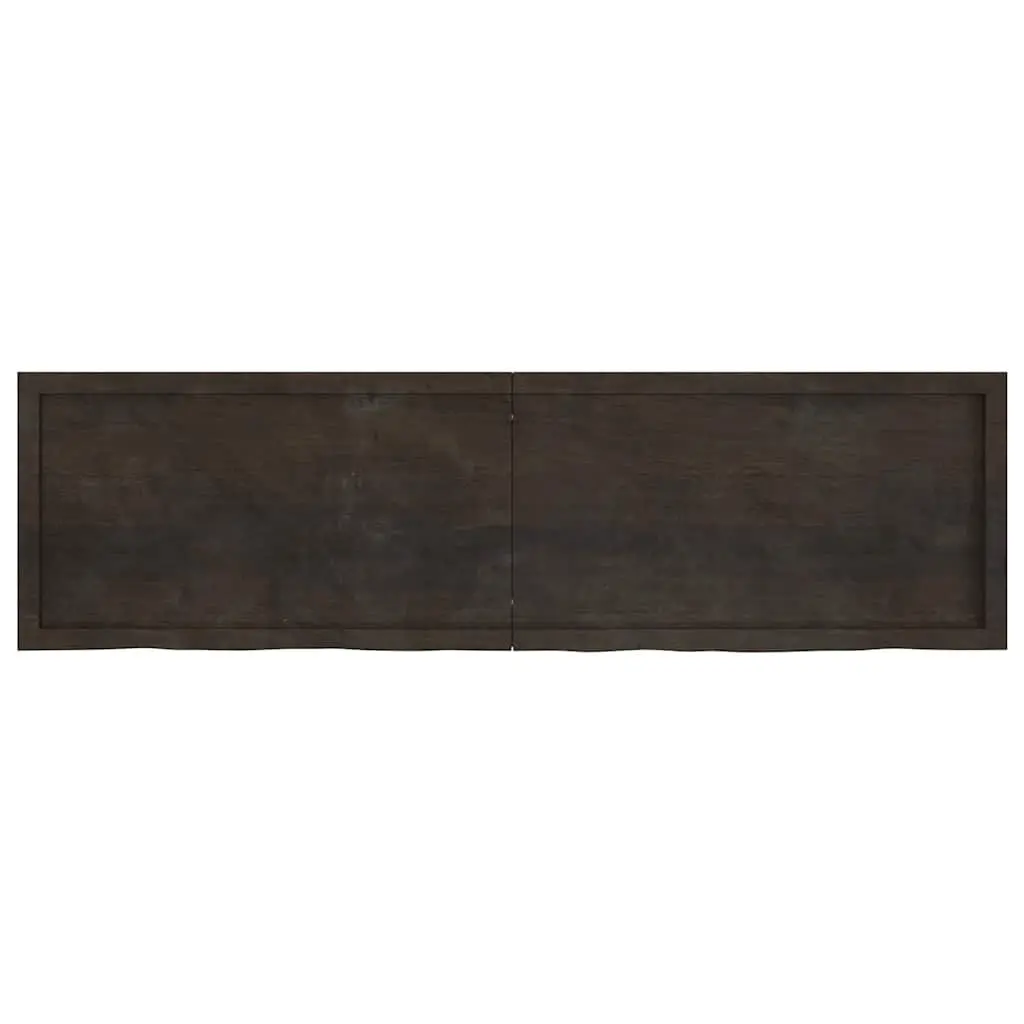 Solid Oak Wood Table Top Dark Brown 180x50cm