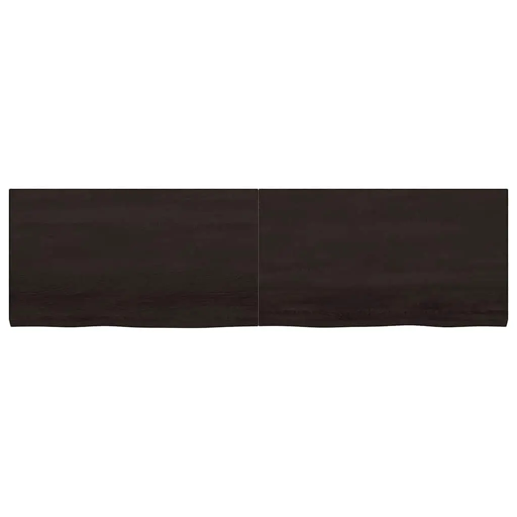 Solid Oak Wood Table Top Dark Brown 180x50cm