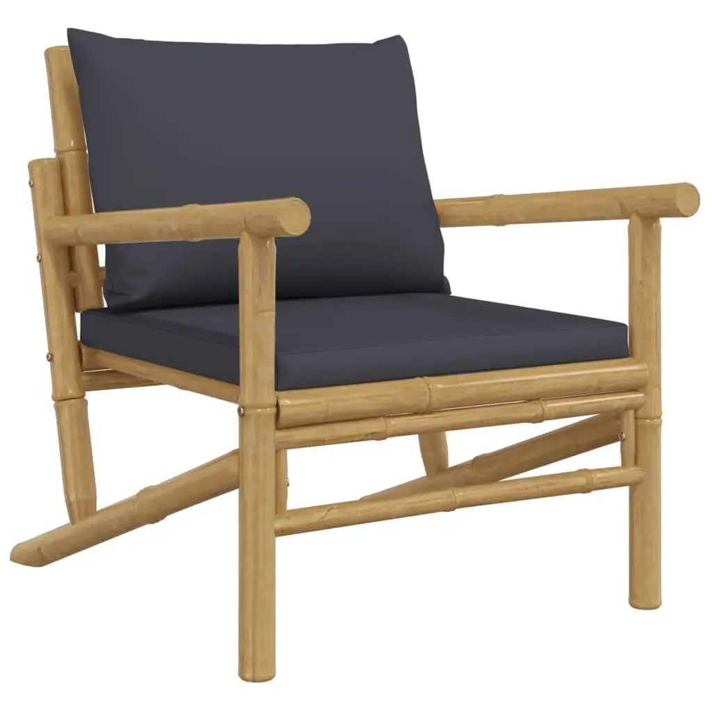 Bamboo Garden Lounge Set 4 Piece Outdoor Furniture with Cushions Brown